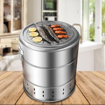 Wiadro do grilla bezdymnego, duża pojemność, stalowy, wiszący grill, L