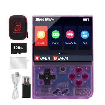 Прозрачная фиолетовая консоль Портативная игровая консоль Miyoo mini plus PS1