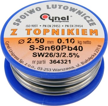 Spoiwo lutownicze sn60pb40 2,5/100 76822 CYNEL