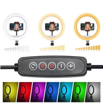 МОЩНАЯ КОЛЬЦЕВАЯ ЛАМПА ДЛЯ СЕЛФИ LED RGB RGB ШТАТИВ + НАБОР ПУЛЬТА USB USB
