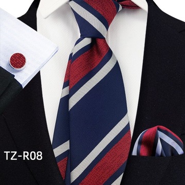 KRAWAT POSZETKA SPINKI DO MANKIETÓW VINTAGE CASUAL BRYTYJSKI STYL