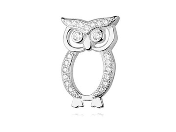 RODOWANA SREBRNA ZAWIESZKA SOWA OWL CYRKONIE