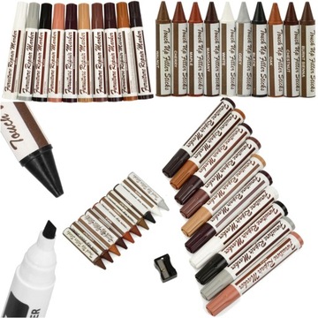 БОЛЬШОЙ НАБОР ДЛЯ РЕМОНТА МЕБЕЛЬНЫХ ПАНЕЛ ДВЕРЕЙ ДЕРЕВЯННОГО ПОЛА НАКЛАДКИ МАРКЕРЫ ВОСК