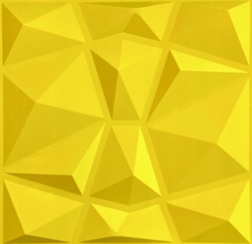 Panel Dekoracyjny Neonowy Żółty Diament Panele Ścienne PCV 3D 50cm x 50cm