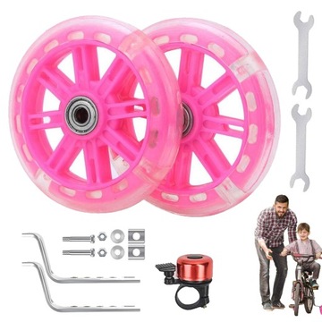 БОКОВЫЕ ПОДДЕРЖИВАЮЩИЕ КОЛЕСА ДЛЯ ВЕЛОСИПЕДА 12–20 ДЮЙМОВ, УНИВЕРСАЛЬНЫЕ С ЦВЕТНЫМИ СВЕТЯЩИМИСЯ СВЕТОДИОДАМИ