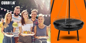 PALENISKO TRÓJNÓG GRILL RUSZT OGNISKOWY OGRODOWY WISZĄCY DUŻY 50CM OGNISKO