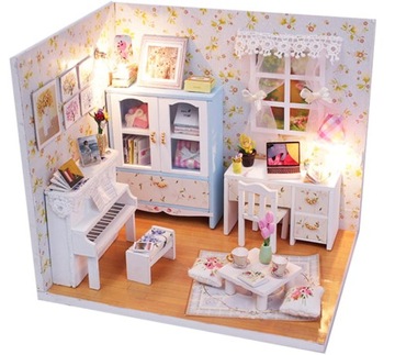 Miniaturowy domek Pokój Nelli Dla lalek Do sklejenia Model DIY