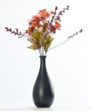 ЧЕРНАЯ КЕРАМИЧЕСКАЯ УЗКАЯ ВАЗА-БУТЫЛКА С СОВРЕМЕННОЙ СТРУКТУРОЙ ПАМПАС