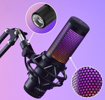 Микрофон HyperX QuadCast S, потоковая передача со светодиодной подсветкой RGB, игры 4P5P7AA