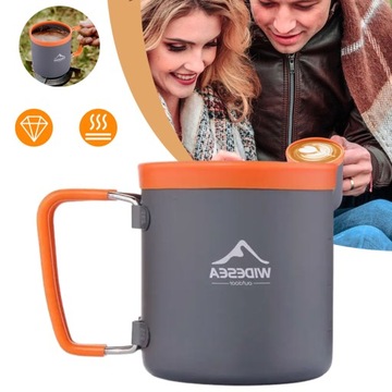 PODRÓŻNY KUBEK DO KAWY 480ML KUBEK KEMPINGOWY ZE SKŁADANYM UCHWYTEM