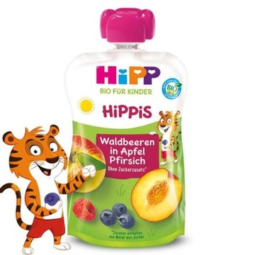 HiPP HiPPiS BIO Mus Jagody Jabłko Brzoskwinia