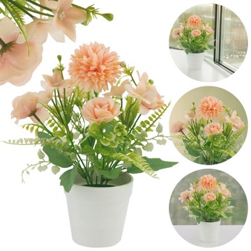 Искусственные цветы в горшке, украшение букета.