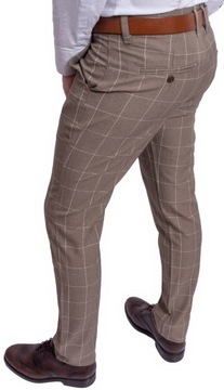 Элегантные мужские брюки в клетку бежевого цвета, 34 размер.