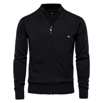 sweter męski Spring Men's Sweater Coat Solid Color Zipper Sweater