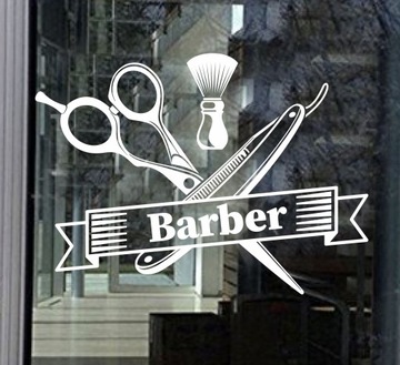 Naklejka napis fryzjer barber 50x40cm