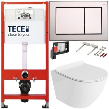TECE ZESTAW PODTYNKOWY WC MISKA RIMLESS PRZYCISK CHROM MAT FRESH 7W1