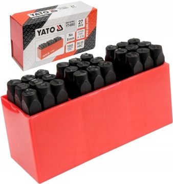 YATO ZNACZNIKI LITEROWE 8mm STAL WĘGLOWA 27 SZT