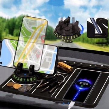 АВТОМОБИЛЬНЫЙ ПРОТИВОСКОЛЬЖАЮЩИЙ КОВРИК ДЛЯ ТЕЛЕФОНА 4 В 1 УНИВЕРСАЛЬНАЯ ПОВОРОТНАЯ РУЧКА