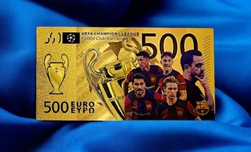 Позолоченная коллекционная банкнота ФК БАРСЕЛОНА ГАДЖЕТ ДЛЯ ФУТБОЛЬНОГО ФАНАТЕЛЯ