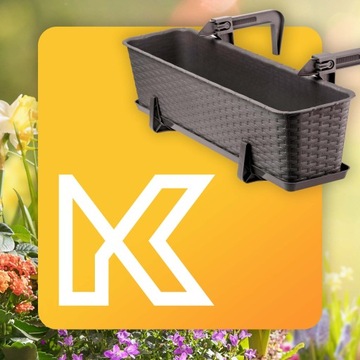 4x БАЛКОННЫЙ ЯЩИК, ЦВЕТОЧНЫЙ ВАЗ 60см, РУЧКИ