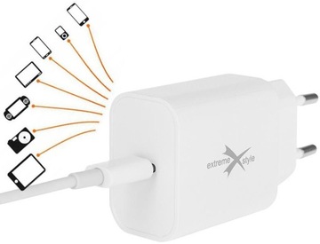 Настенное зарядное устройство USB-C FAST + кабель USB-C 25 Вт