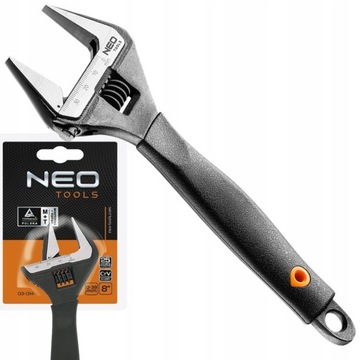 NEO KLUCZ NASTAWNY 200 MM ZAKRES SZCZĘK 0-39MM ODKUWANY ZE STALI CRV 03-014