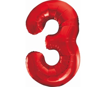 Balon foliowy Cyfra 3 czerwona 100 cm Slim