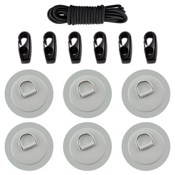 Bungee Deck Kit D Rings Pad Naszywka dla Kayak Grey