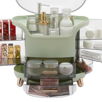 Коробочка для хранения косметики светло-зеленого цвета.