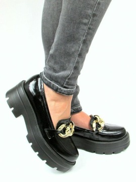 MOKASYNY NA LEKKIEJ TRAPEROWEJ PODESZWIE SKÓRA 37