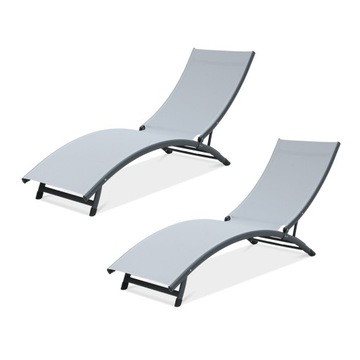 zestaw LEŻAK OGRODOWY tarasowy PLAŻOWY STAR Light Grey Focus Garden 2 szt