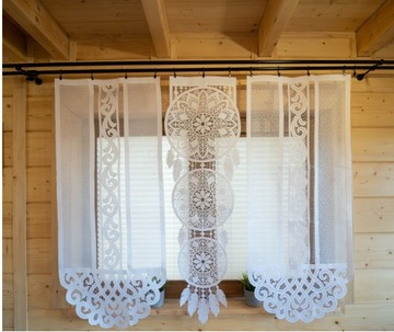 ŁAPACZ SNÓW Firany gotowe panel żakardowy biały klasyczny 43x140 ALIA