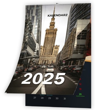 KALENDARZ 13-STRONNY ŚCIENNY NA ROK 2025 A3 WARSZAWA 02 NIEDZIELE HANDLOWE