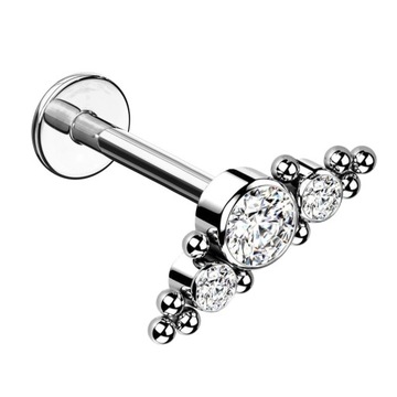 Labret kryształowy cluster z kuleczkami - 1,2/6