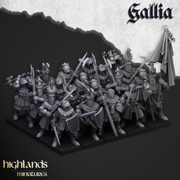 Knights of Gallia on Foot x5 Highlands Miniatures