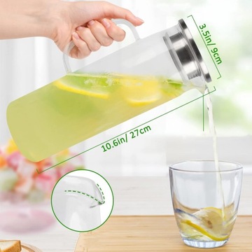 Водный кувшин, стеклянный кувшин, кувшин для замороженного чая с крышкой