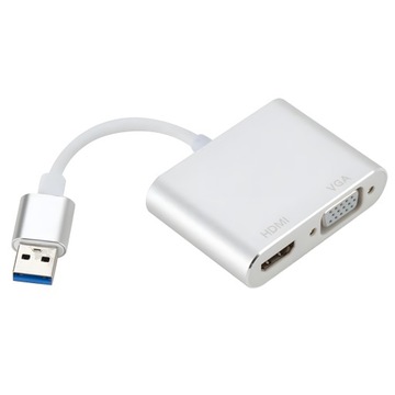 ВИДЕОКАРТА с USB 3.0 на HDMI и разветвителем VGA