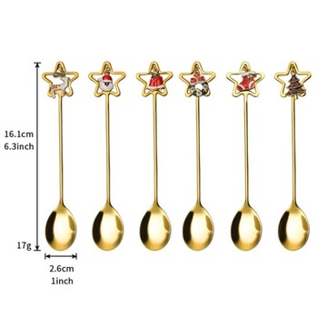 Ложка из нержавеющей стали 304, вилка, милая рождественская посуда, подарок, звездный кофе