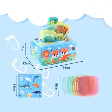 SORTER PUDEŁKO Z CHUSTECZKAMI ZWIERZĄTKA PLUSZOWE MONTESSORI SENSORYCZNE