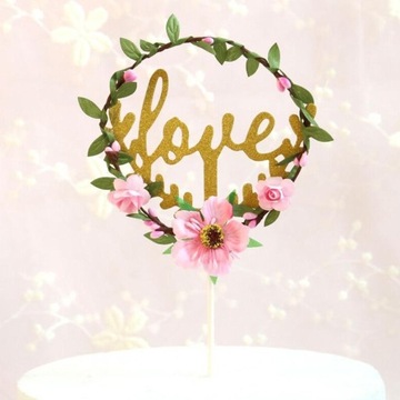 Miłość Monogram ozdoba na wierzch tortu dostawca przyjęcia zaręczynowego na wesele ciasto różowe