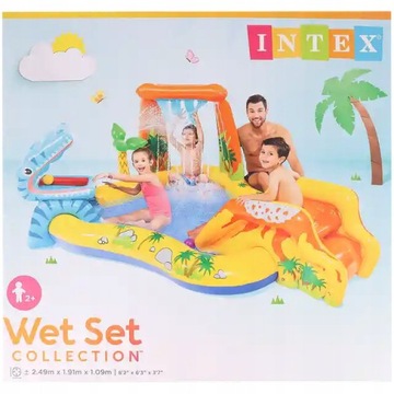 КОМПЛЕКТ INTEX САДОВЫЙ БАССЕЙН НАДУВНАЯ ВОДНАЯ ГОРКА ДИНОЗАВР ДЕТСКАЯ ПЛОЩАДКА