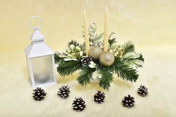 РОЖДЕСТВЕНСКИЕ УКРАШЕНИЯ УКРАШЕНИЕ СТОЛА ИСКУССТВЕННЫЕ ЦВЕТЫ СВЕЧИ ДОМ