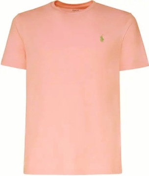 Koszulka T-shirt męski okrągły dekolt Polo Ralph Lauren łososiowa rozmiar S