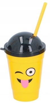 KUBEK ze SŁOMKĄ EMOJI EMOTKA BEZ BISFENOLU 400ml.