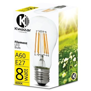 Żarówka LED E27 Filament 8W 800lm Edison Ozdobna Neutralna 360°
