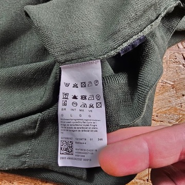 Sweter Wełniany Wełna HUGO BOSS w Serek Męski Casual Zielony Khaki L