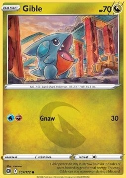 Karta Pokemon Gible (BRS 107) 107/172