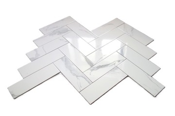 GLAZURA PŁYTKI ŚCIENNE CEGIEŁKA BIAŁY MARMUR 30x10cm CEGIEŁKI CARRARA POLER