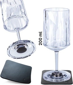 2 kieliszki do wina z magnesem 200ml Silwy + 2 nano-żelowe podkładki