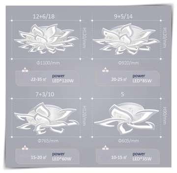 СОВРЕМЕННАЯ ЛАМПА 18 LED люстра ЦВЕТ ЛОТОСА 170Вт